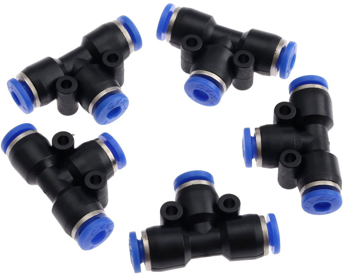 SolidKeus - Set van 5 Pneumatische Slangconnectoren, 4mm