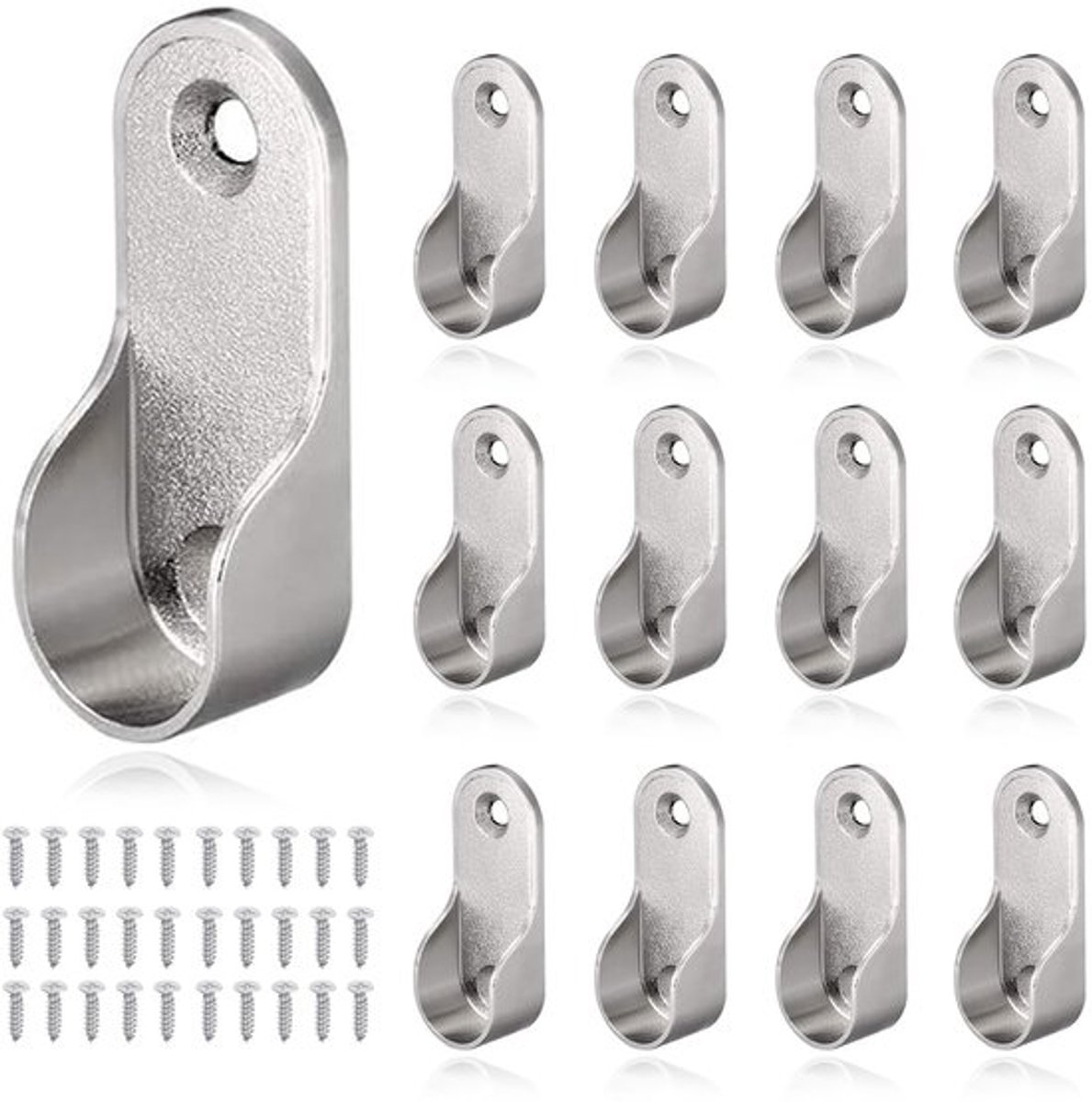 Kledingstanghouder U-vormig - 12 Stuks Beugel - Zinklegering - Inclusief 30 Schroeven - Schokbestendig - Eenvoudig te Installeren - Kledingstang