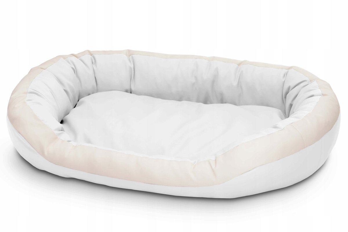 Luxe Hondenkussen XL 120x90cm - Zacht Eco-leer, Wit/Ecru