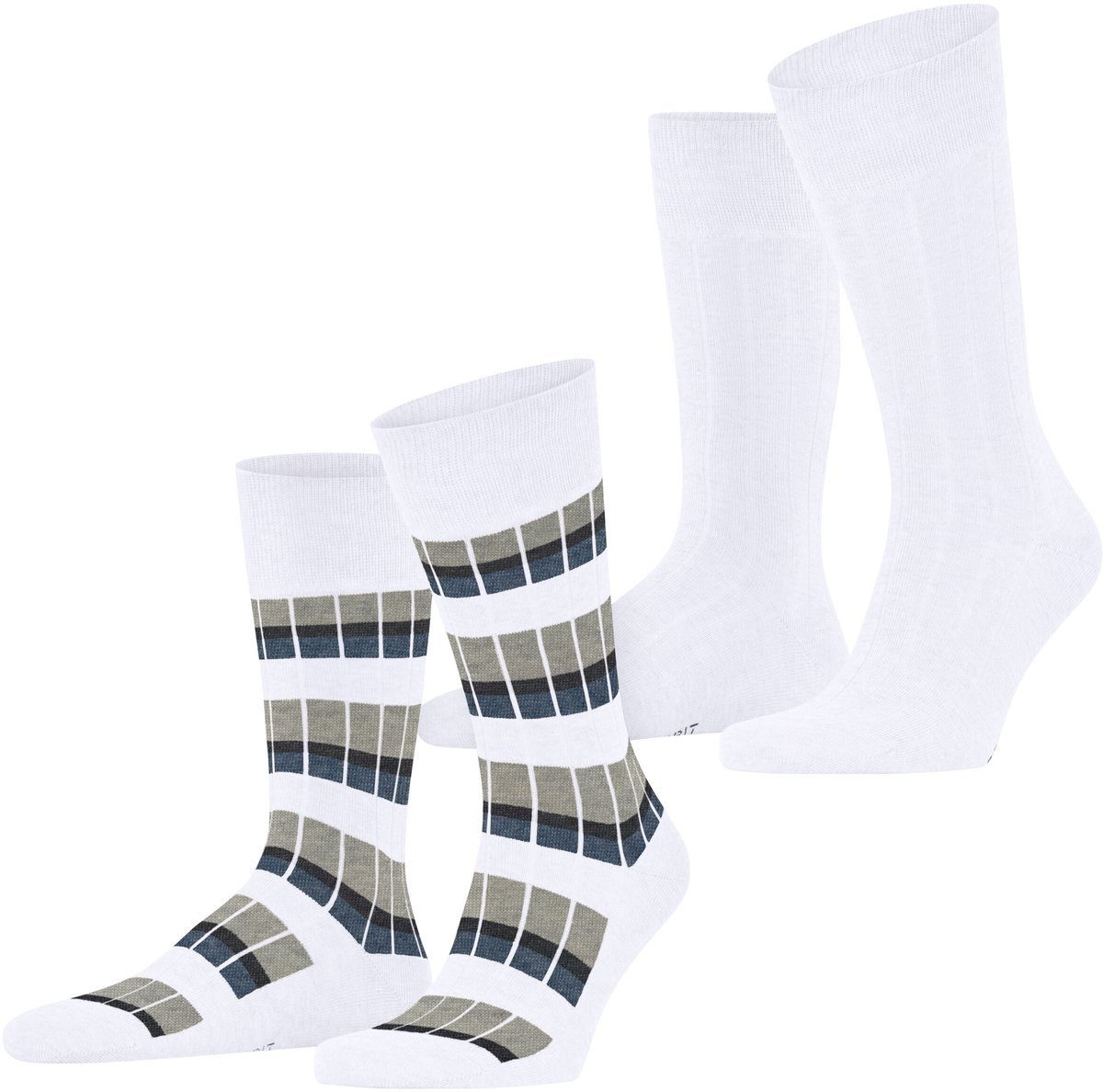 Esprit Urban Rib 2 Pack gedessineerd katoen multipack sokken heren wit - maat 43-46
