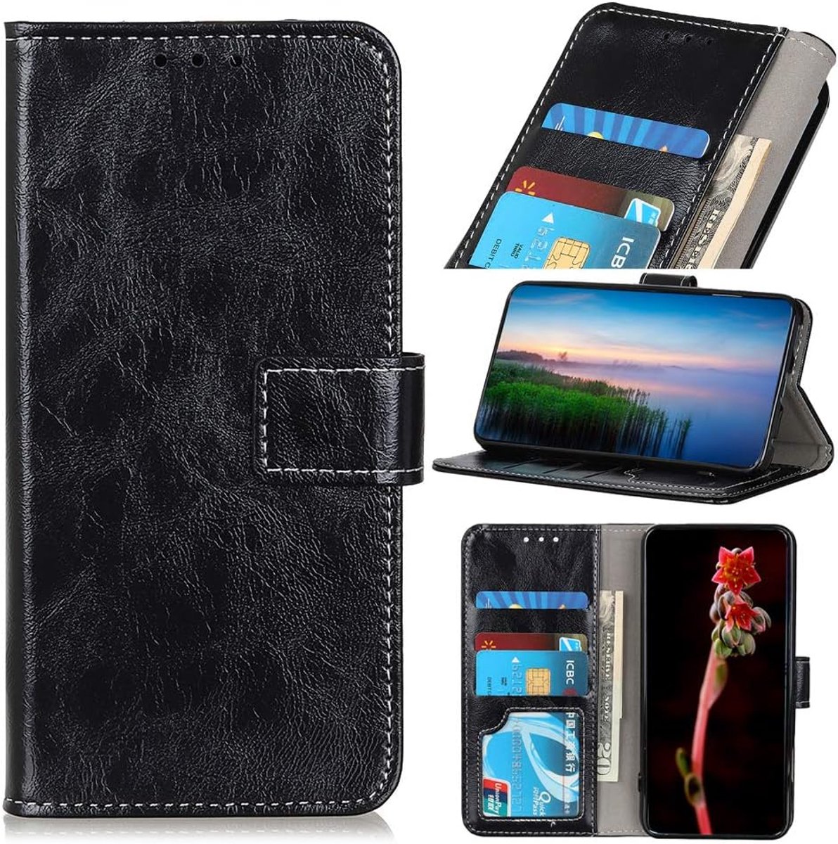Hoesje voor Wiko View 5/View 5 Plus, Wiko View 5/View 5 Plus Wallet, Magneet Flip Case voor Wiko View 5/View 5 Plus Hoesje, Zwart