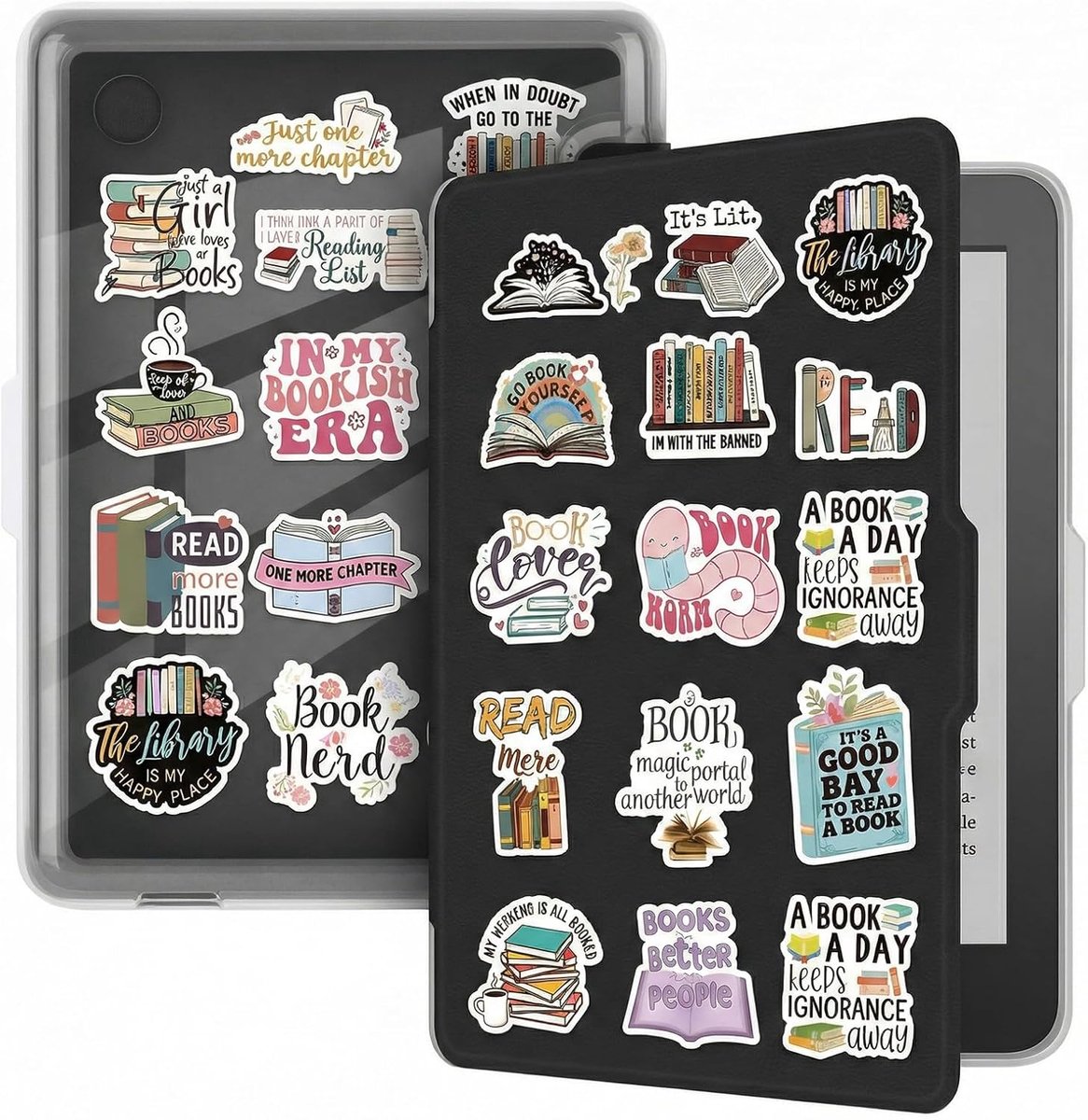 Hoes voor e-reader, compatibel met Tolino Shine Color/Shine 5/4 en Kobo Clara Colour/BW/2E, ultradun, automatische slaap/wek, inclusief 50 gratis retro stickers
