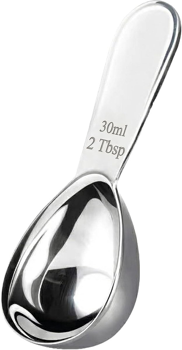 Stalen koffielepel portioneerder, 30 ml, maatlepel, doseerlepel, gram, theelepel, koffie, lot, kort handvat, hoogwaardige koffielepel van roestvrij staal, voor koffie, thee, suiker