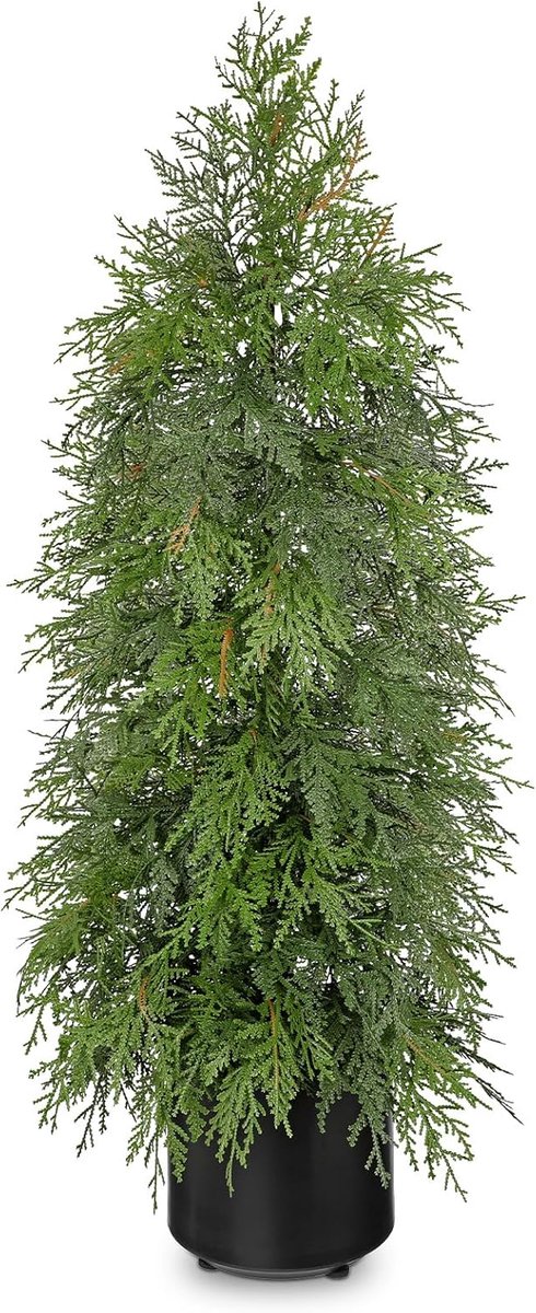 Mini Kerstboom 3ft Kleine Kerstboom Kunstmatige Ceder Topiary Bomen Ingemaakte Kerstbomen Grote Nepplanten in Zwarte Pot voor Xmas Tafelblad Mantle Indoor Outdoor Thuis Vakantie Decoratie