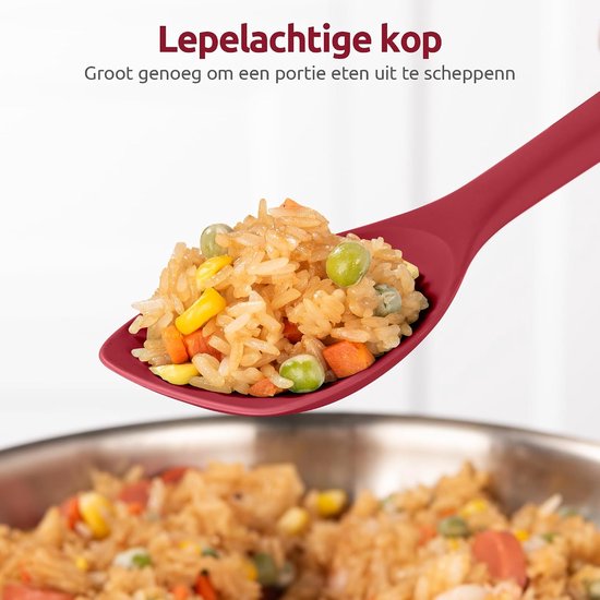 Siliconen Spatel Lepel 315℃ Hittebestendige Kooklepel (Rood) - 2 Stuks Anti-aanbak Keuken Schraper met Schepvorm en Flexibele Rand voor Schrapen Roeren Vouwen Omkeren Serveren — afbeelding 5