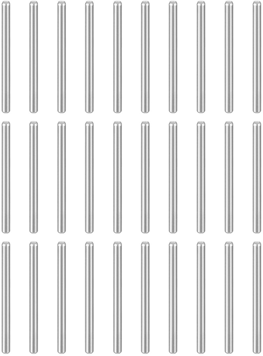 100 stuks pluggen M2 (2 mm) x 25 mm 304 roestvrij staal cilindrische plankpennen, bevestigingselementen voor metalen apparaten, houten meubels, doe-het-zelf montage, zilver