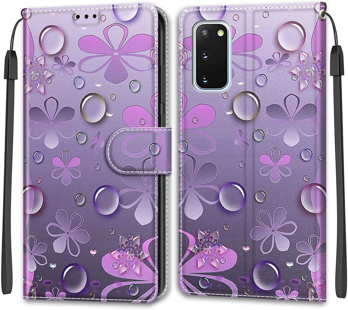 Hoes voor Samsung Galaxy S20 5G, bloemen | Duurzaam PU-leer, Klaphoes met rondom bescherming, Kaartsleuven, Standfunctie