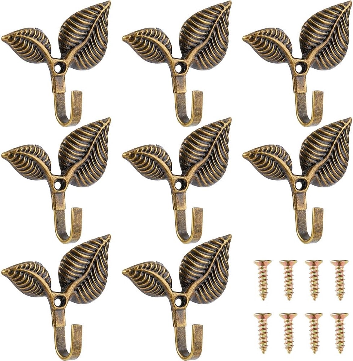 8 stuks ijzeren blad wandhaken decoratieve kledinghaken voor wandmontage vintage kledinghaken van ijzer voor het ophangen van hoeden handdoeken sleutelkappen kleding keuken antiek brons