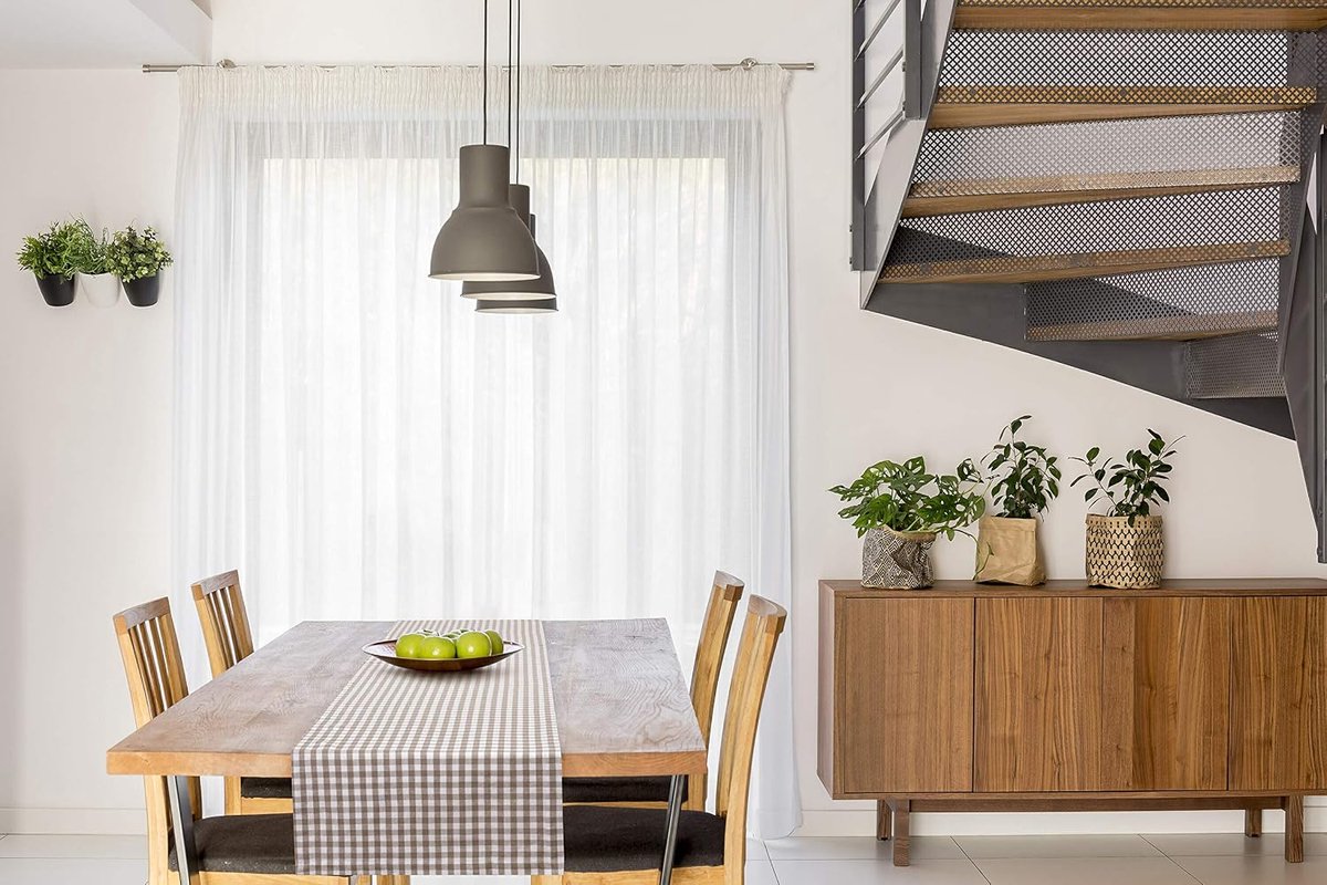 Tafelloper 40 x 180 cm grijs/wit geruite (kleur en grootte naar keuze) - hoogwaardig vervaardigde tafelloper uit 100% katoen in Scandinavische landelijke stijl