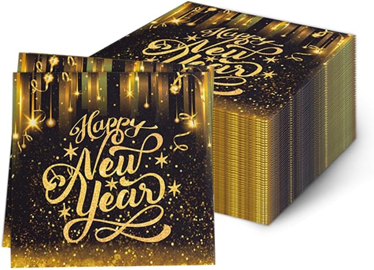 Nieuwjaar Spoor Servet Nieuwjaar Party Decoraties Proost op 2023 Oudejaarsavond Papier Servetten Nieuwjaar Diner Handdoeken voor Winter Thuis Party Decor Eetservies Voorraden