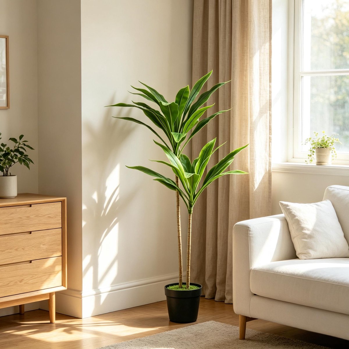 COVREO Kunstmatige Cordyline 90 cm in pot, 29 bladeren van PEVA