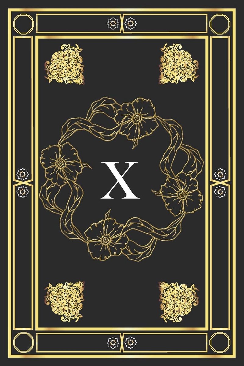 Black background painted in golden wonderful, Cute Initial Monogram Letter X College Ruled Notebook, Pretty Personalized Medium Lined Journal & Diary - 6x9 - 120 pages