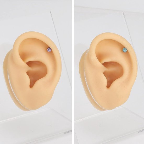 Medusa Monroe, lippiercing, 16 G, hoefijzer, tragus, S-vorm, spiraal oorbellen, 8 mm, roestvrij staal, helix-conch, piercing-set voor dames en heren, Zirkonia — afbeelding 2