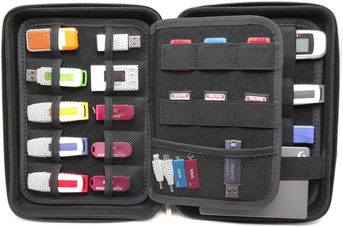 Organizer, tas, grote capaciteit, duim, flashknop, drive geheugen, organizer, houder voor USB-sticks, SD-geheugenkaart, hoes, accessoires