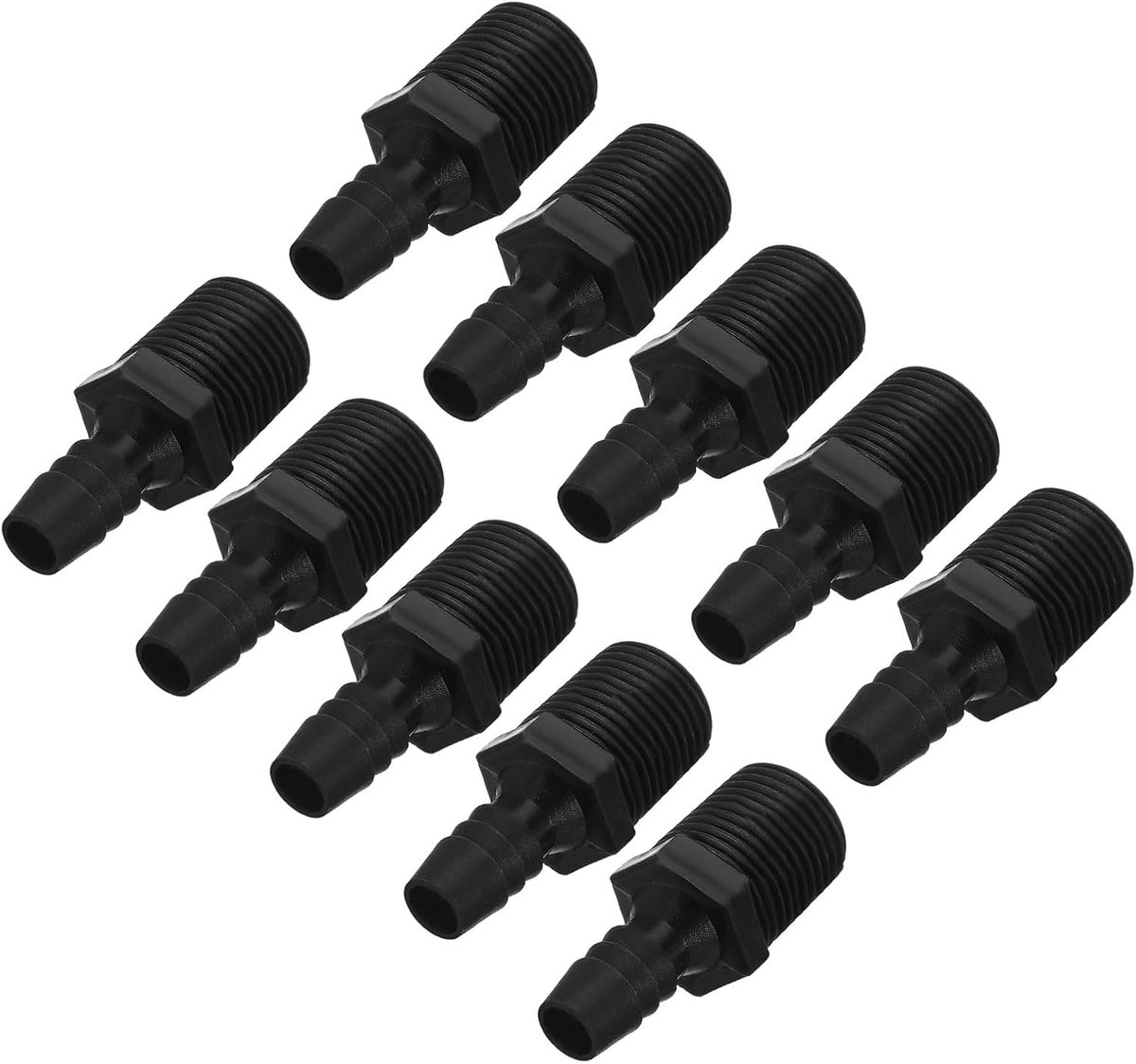 3/8 "Barb x 1/2" NPT mannelijke connector, 10 stuks kunststof slangfitting industriële slang weerhaak naar pijpfitting aansluiten, pijpfitting adapter voor water en lucht brandstof
