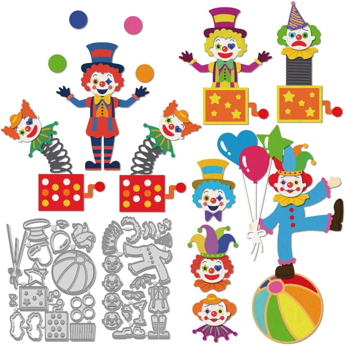 2 Stks Circus Clown Metalen Die Cuts, Clown Acrobatiek Templated Embossing Die Cuts Set voor Scrapbooking Maken Circus Thema Metalen Die Cuts Snijden Dies voor Wenskaarten Album Craft