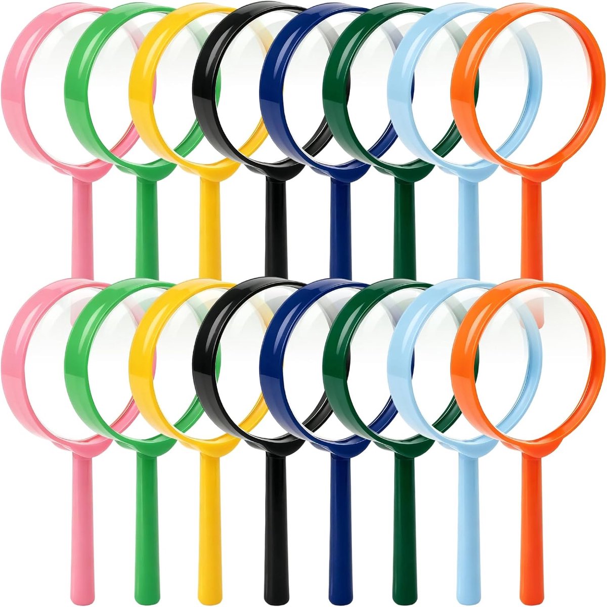 16 stuks mini-loep voor kinderen, loep en handloep voor kinderen, voor verjaardagscadeau, natuur, outdoor, fijn werk, lezen en detailcontrole, 8 kleuren, 12,5 x 6 cm