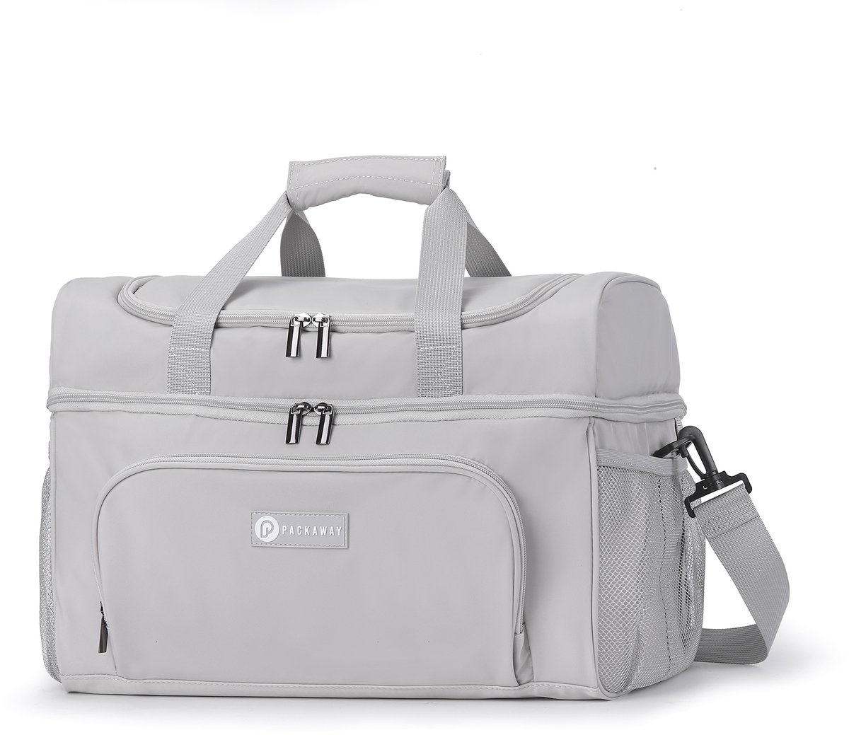 Packaway Koeltas 20L - Lunchtas - Inclusief 4 Koelelementen - Dubbel Compartiment - 4-Laags Geïsoleerd - Waterafstotend - Modern Grey