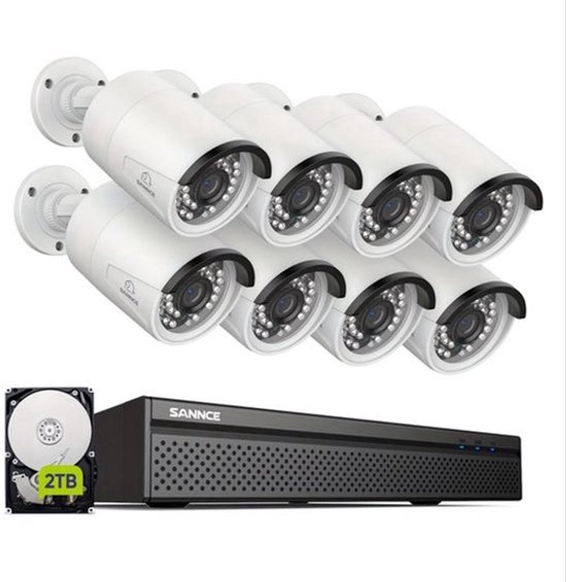 Bewakingsset 8-kanaals – Beveiligingscamera Set – CCTV Cameras – Surveillance System – 2TB HDD Variant – 8MP Beeldkwaliteit – AI Persoons- en Voertuigdectie