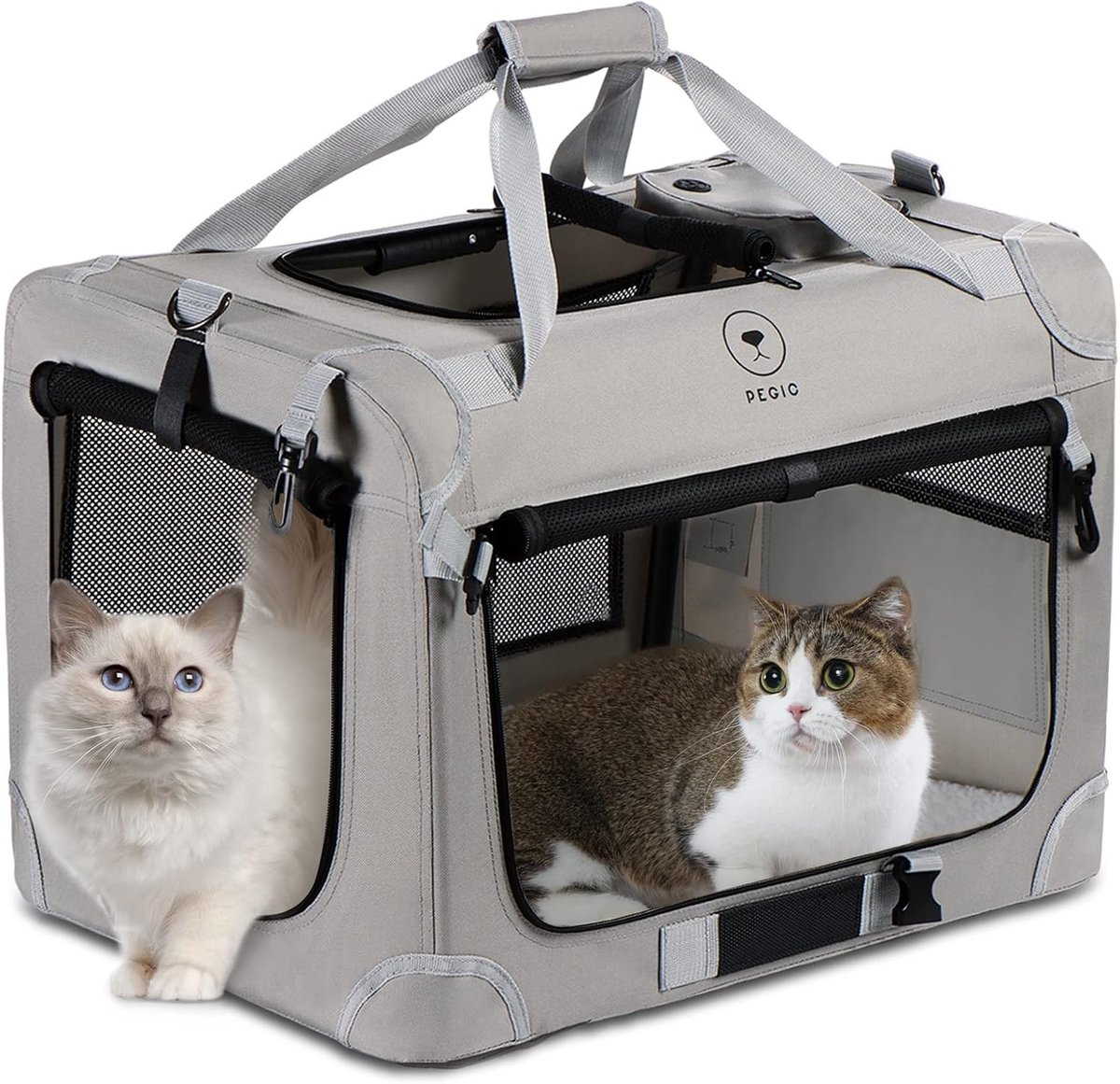 Kattenkooi transport - Grijs - 61 x 41 x 41 cm - Extra Grote Zachte Huisdierendrager voor Twee Katten of Middelgrote Honden