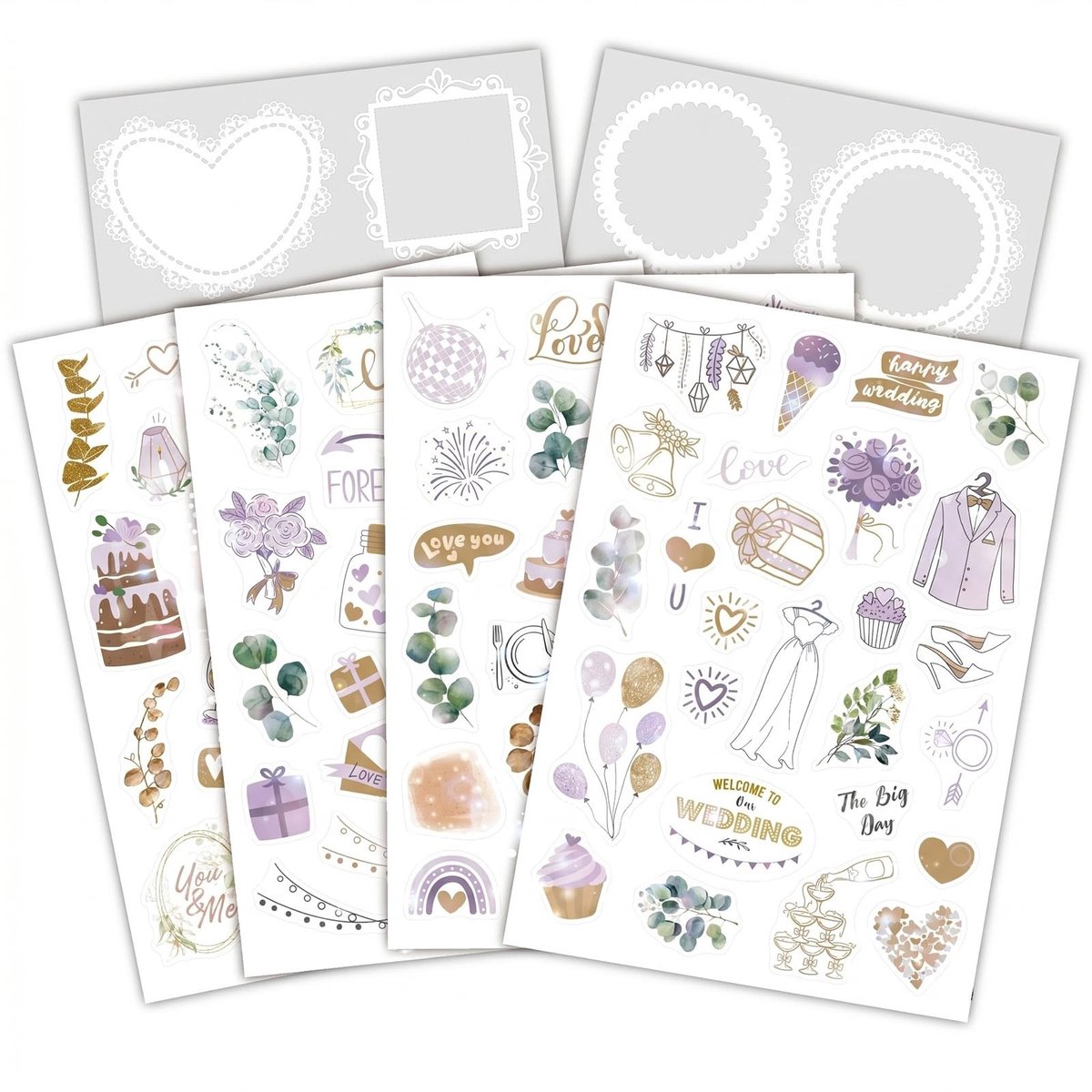Omgoods - Set van 6 Elegante Bruiloft Stickers voor Gastenboek