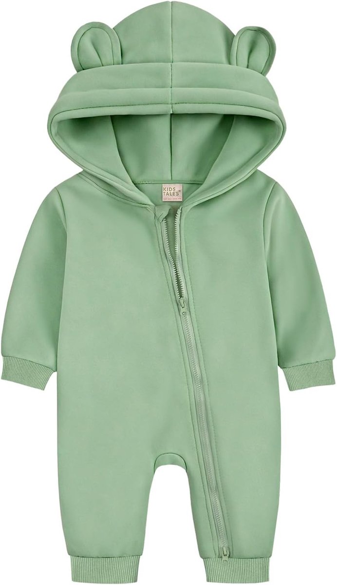 Romper met Voetjes en Beer Oor Capuchon voor Baby's - Lange Mouwen Bodysuit