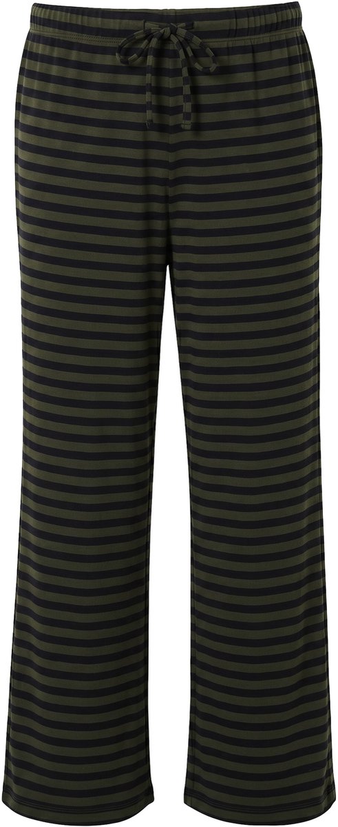 Studio Untold - Dames - Broek wijde pijpen ribjersey met strepen - Donkerolijf - Maat 58+