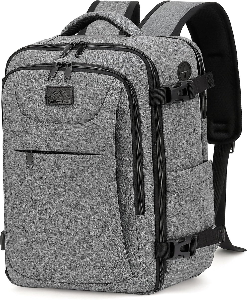 Handbagage rugzak 40x30x20 cm voor Ryanair EasyJet Eurowings reisrugzak 24L geschikt voor 15 - 6 inch laptop Lichtgrijs