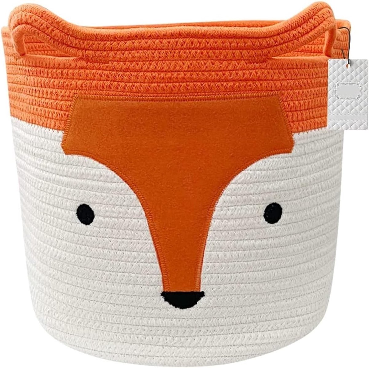 Vouwbare Opbergmand met Schattige Vos, Katoenen Touw, Ideaal voor Kinderkleding en Speelgoed, 35cm x 32cm