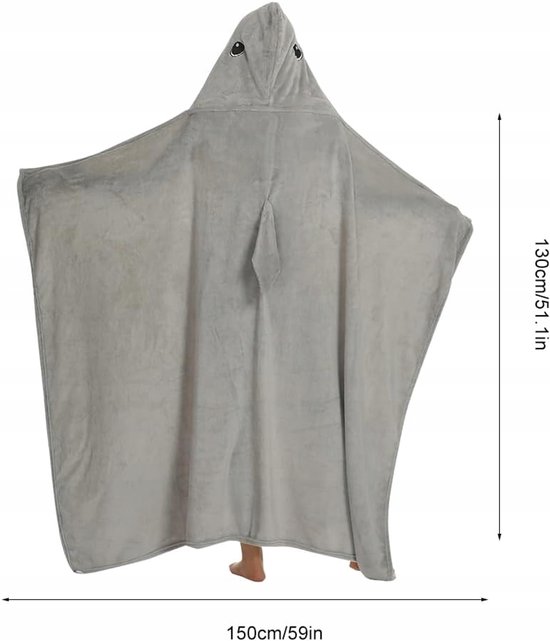 Zachte flanellen deken in Haai design - 150x130cm — afbeelding 5