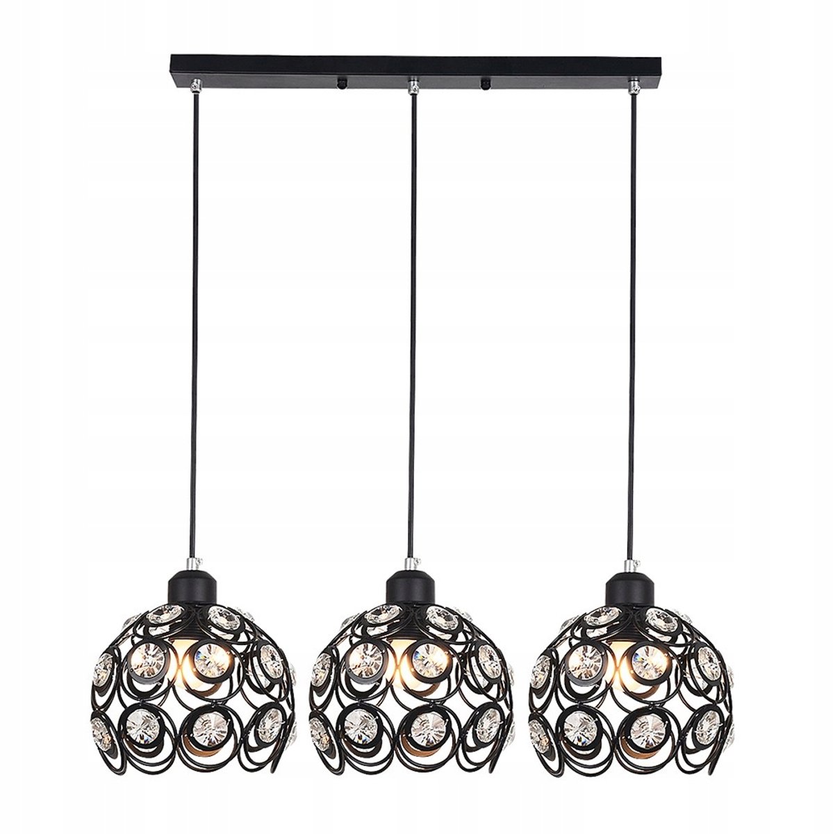 Florence Hanglamp Kristal 3-lichts Zwart Ø65cm E27