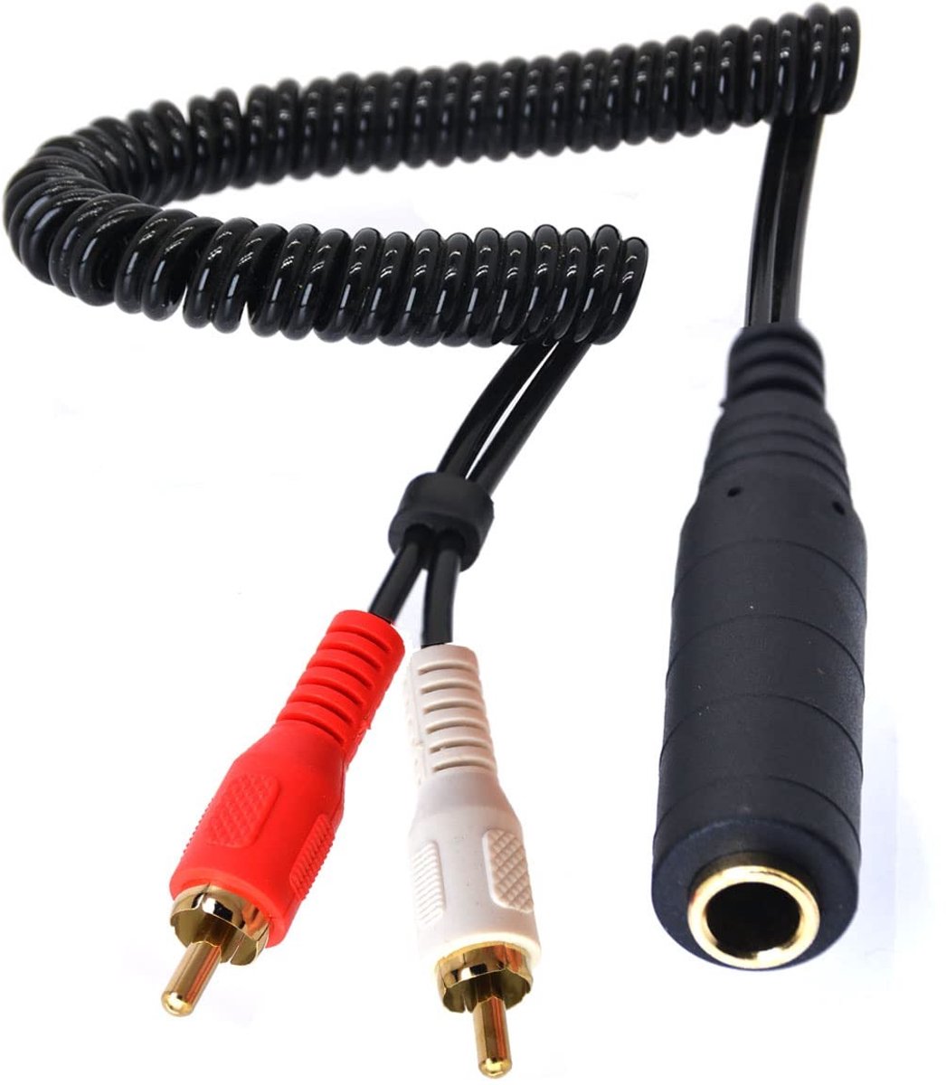 SolidKeus - Coiled 6.35mm naar 2 RCA Y Splitter Kabel