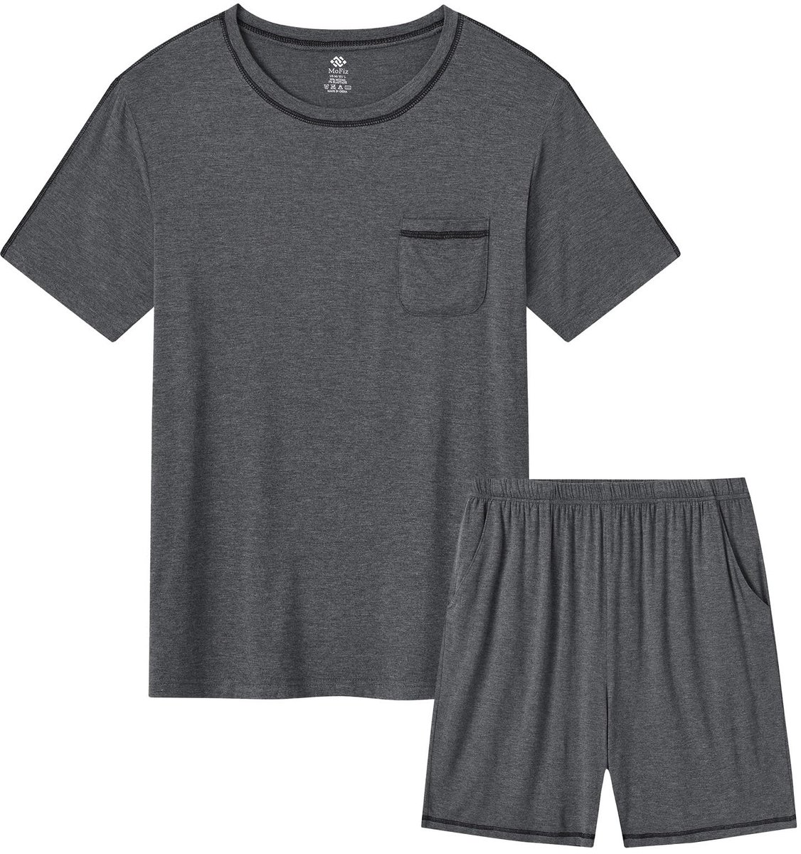 SolidKeus - Heren Zomer Pyjama Set met Korte Mouwen en Zak
