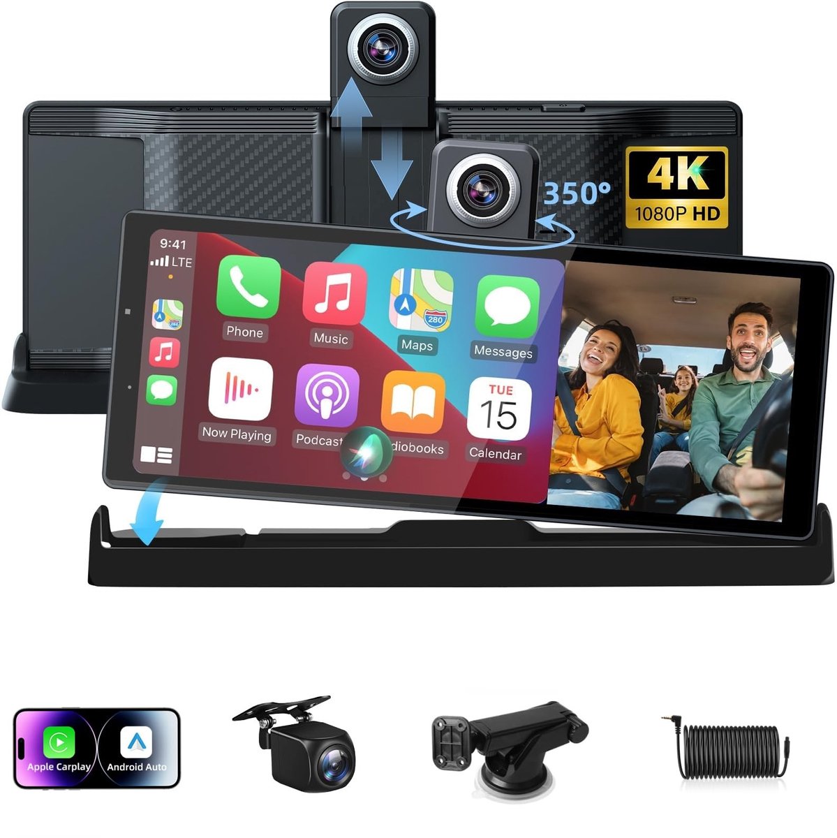 SolidKeus - Draagbare Android Auto Display met 4K Dashcam