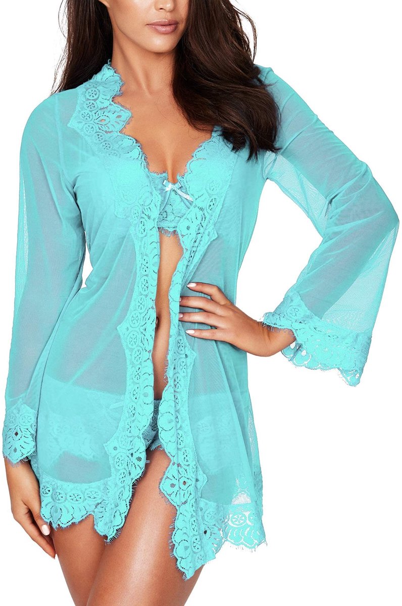SolidKeus - Dames Kimono Badjas met Sexy Kant