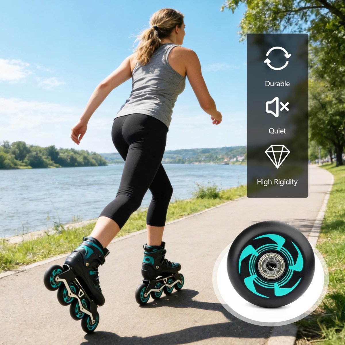 SolidKeus - Set van 8 Inline Skate Wielen met ABEC 9 Lagers