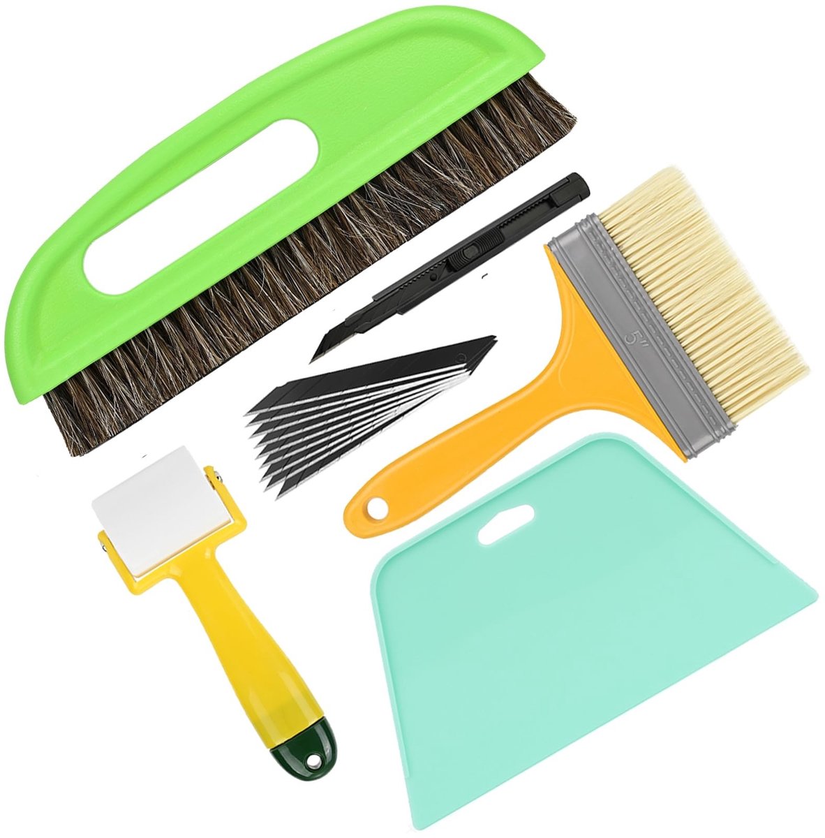 SolidKeus - 6-delige Wallpaper Gereedschapsset, Inclusief Borstel en Snijtools, Vinyl