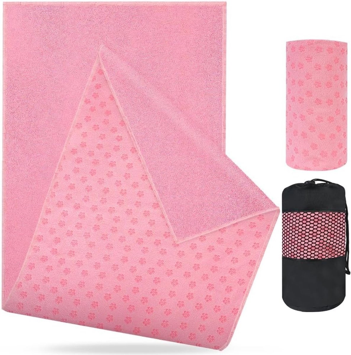 Yoga Handdoek voor Yogamat, Antislip en Sneldrogend, Roze Kleur voor Comfortabele Oefeningen