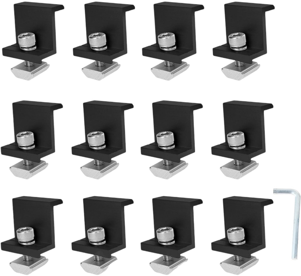 SolidKeus - 12 Stuks Zonnepaneel Eindklemmen van Aluminium voor Montage 30mm
