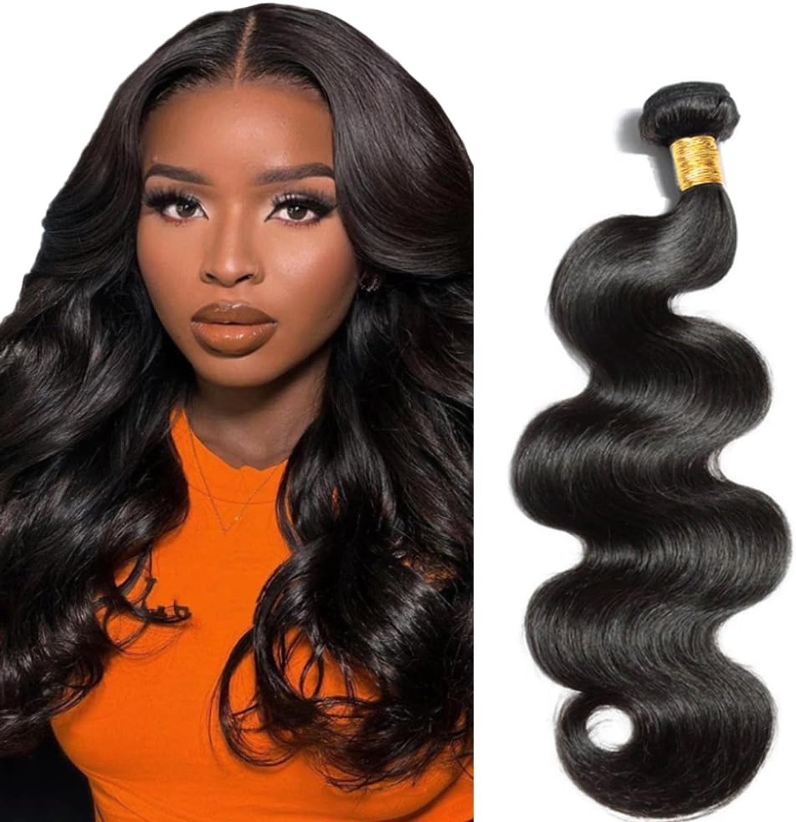 Human Hair Extension Virgin Body Wave Natural Black Color Unprocessed Virgin Hair Double Weft Extensions for Sew Real Hair Minimal Smell Low Shedding 12 Inch