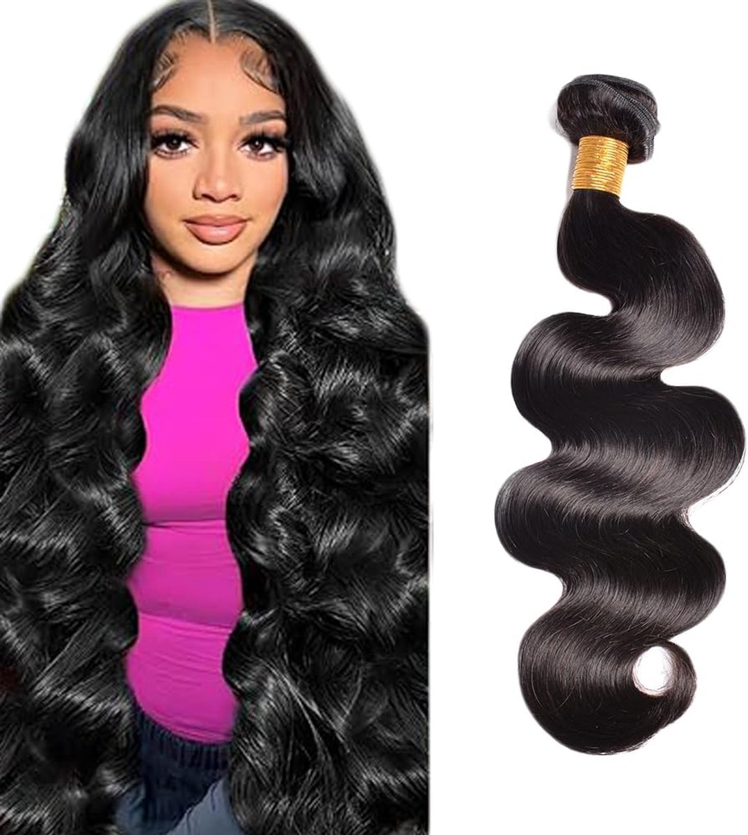 Wave Human Hair Bundles Sew in Bundles Human Hair Extensions Hair Black Unprocessed Virgin Menselijk Haar Minimal Smell Low Tangle For Women 1 Bundle 28 Inch