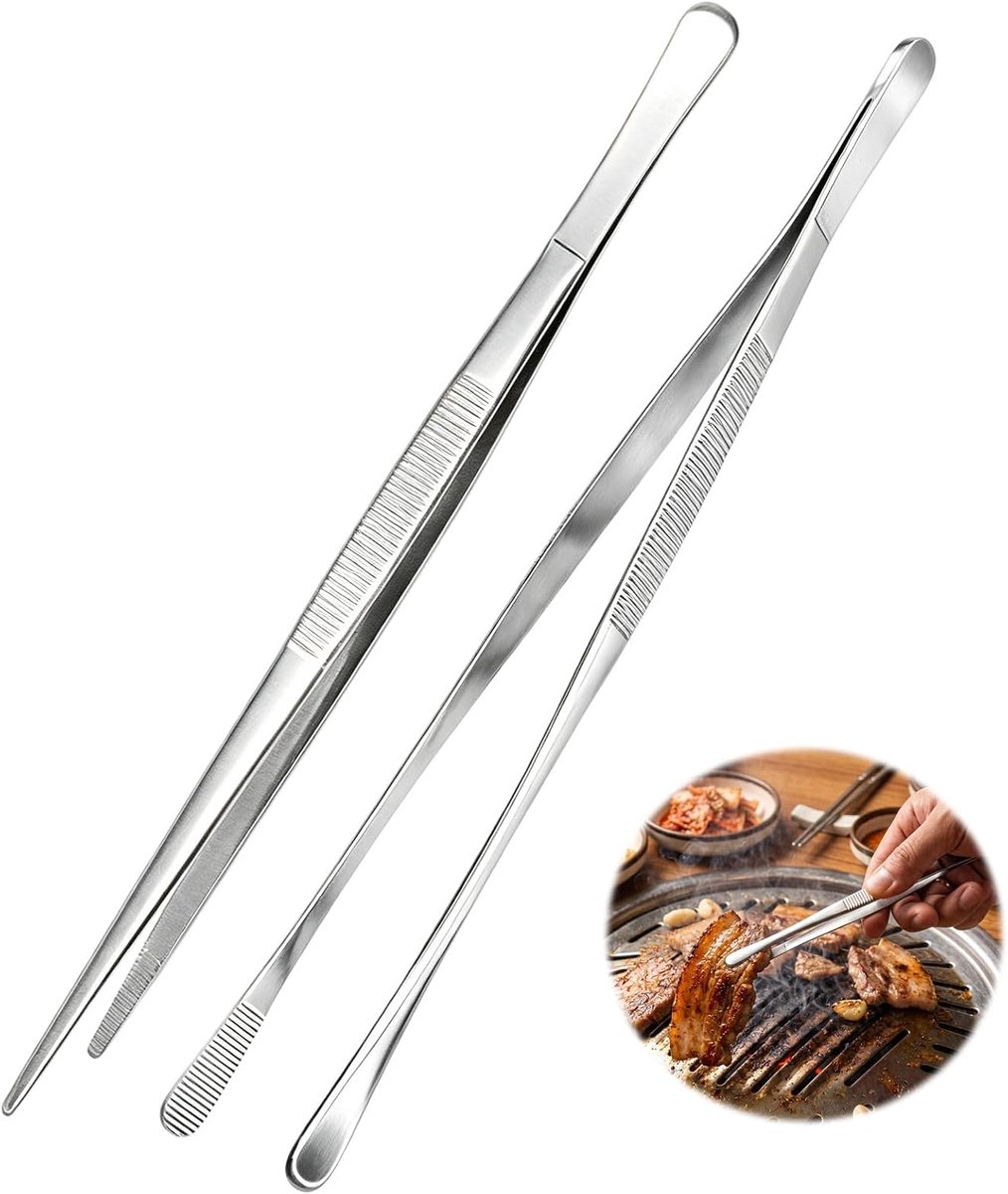 2 stuks keukentang 30 cm keukenpincetten voor koken, grillen en bakken, antislip, hittebestendig en vaatwasmachinebestendig