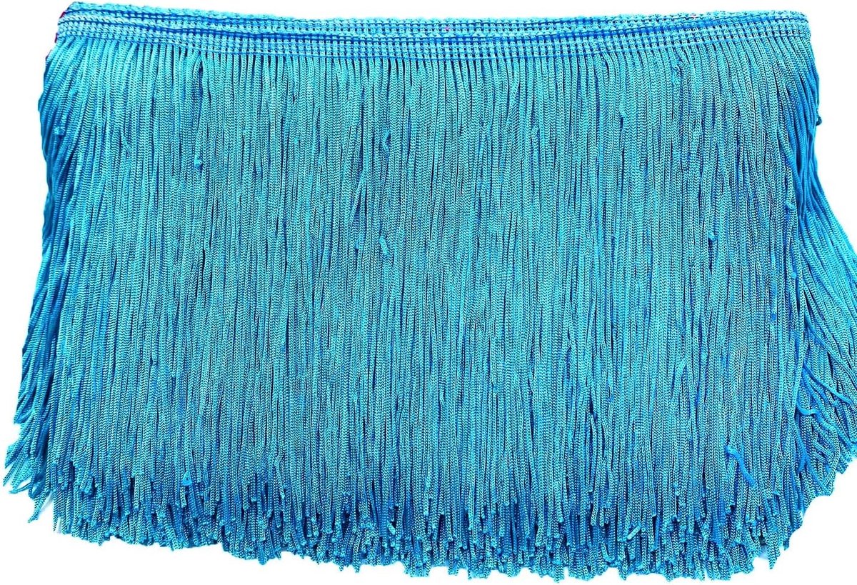 10 cm x 2 m franjerand, franjesband, decoratieband, dansfranjes, zijden kwastjes, franjes, linten om te naaien, doe-het-zelf knutselen, kleding, lingerie, kostuums, gordijnen, decoratie, blauw meer