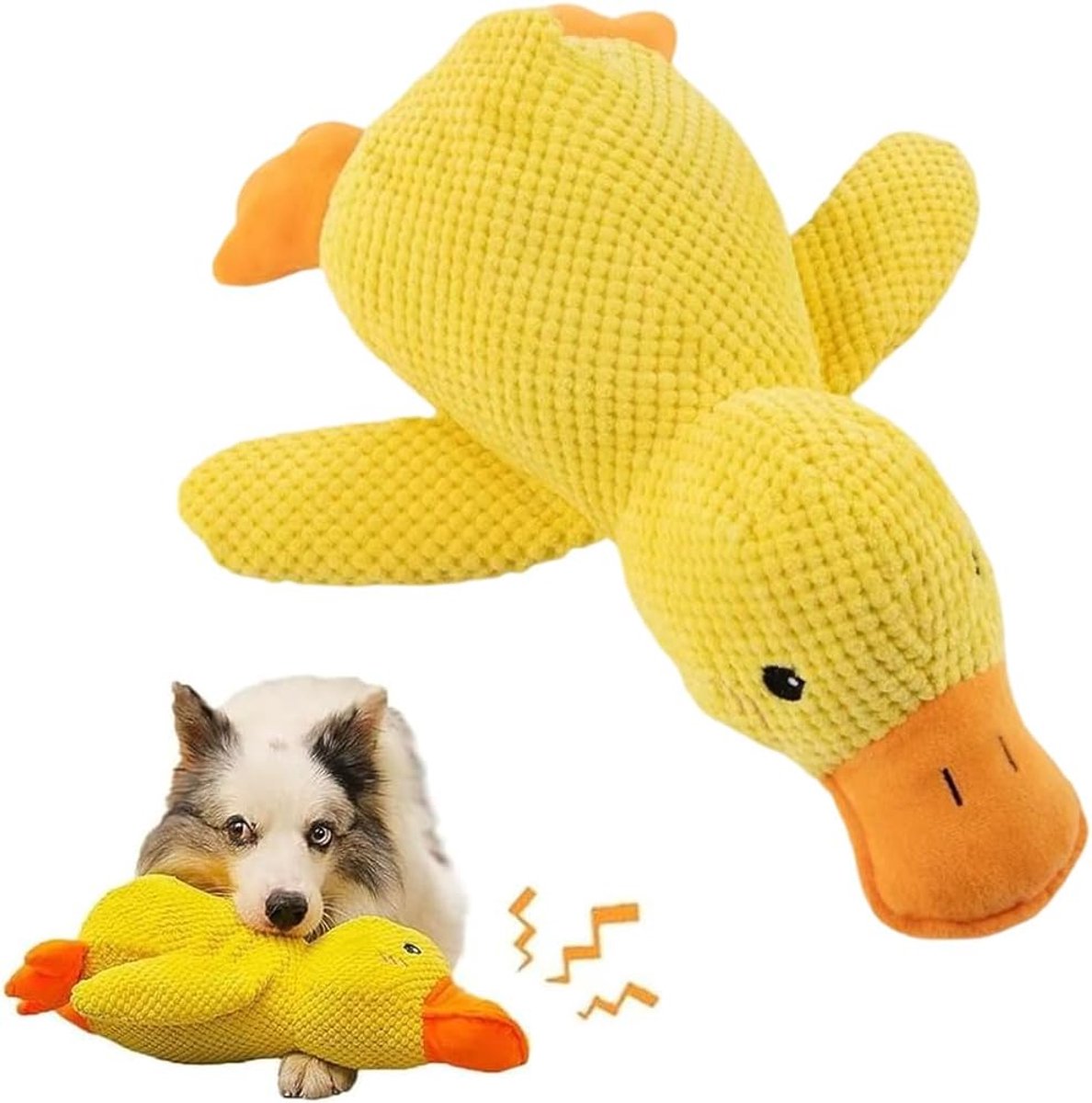 Eend hondenspeelgoed, kauwspeelgoed voor puppy's, piepspeelgoed voor honden, onverwoestbaar pluche hondendier, gele eendenvorm