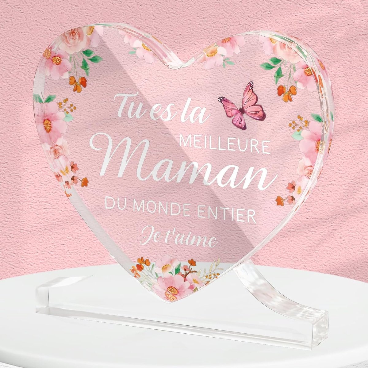 Hartvormig acryl moederdagcadeau voor mama, moederdagcadeau, cadeau voor Moederdag, verjaardag