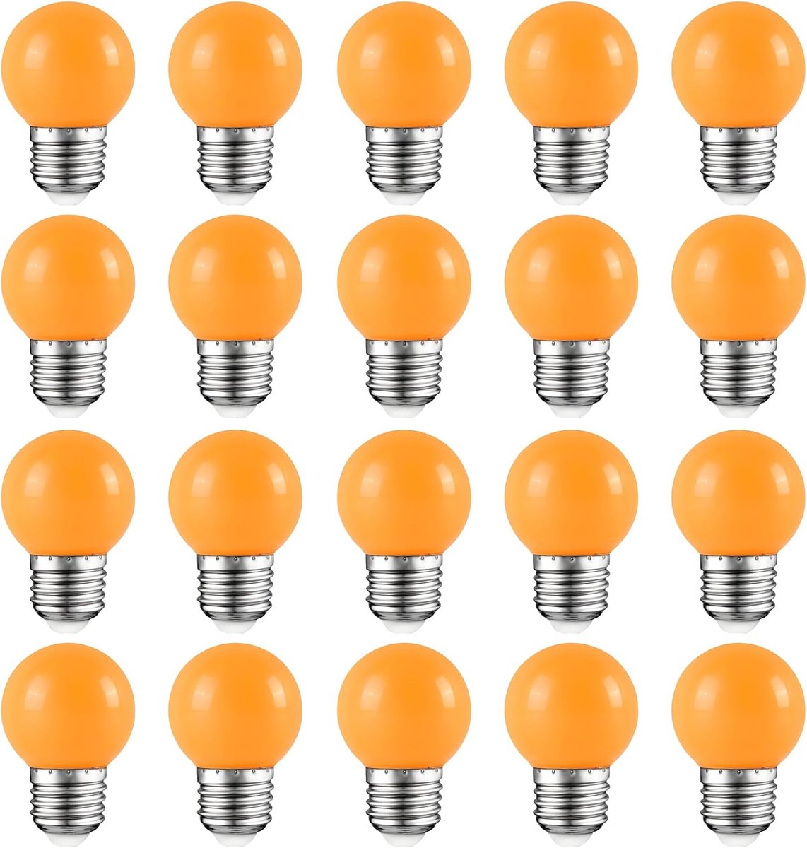 Ledlamp E27, LED Edison 2W G45 Globe gloeilamp, decoratieve lamp voor Halloween, Kerstmis, vakantiedecoratie, feest, bruiloft, festival, oranje (20 stuks)