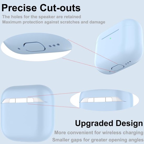 Hoes voor Airpods Pro 3, dun beschermend Silicone Case voor Air Pods Pro 3 2025 (USB-C) Skin Front LED zichtbaar siliconen hoesje, Lichtblauw — afbeelding 2