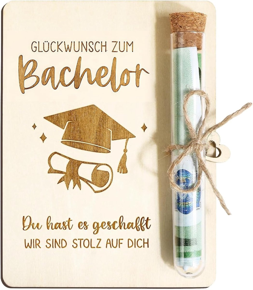 Cadeau van hout Geldcadeau Verpakking Dokter met reageerbuisjes Doctoraatstitel Cadeau Afstuderen voor dokter Doktoraatsexamen Geslaagd Geluksbrenger Examen