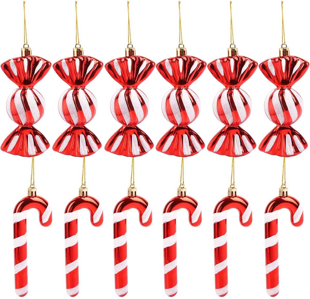 SolidKeus - Set van 12 Glitter Kerstversieringen