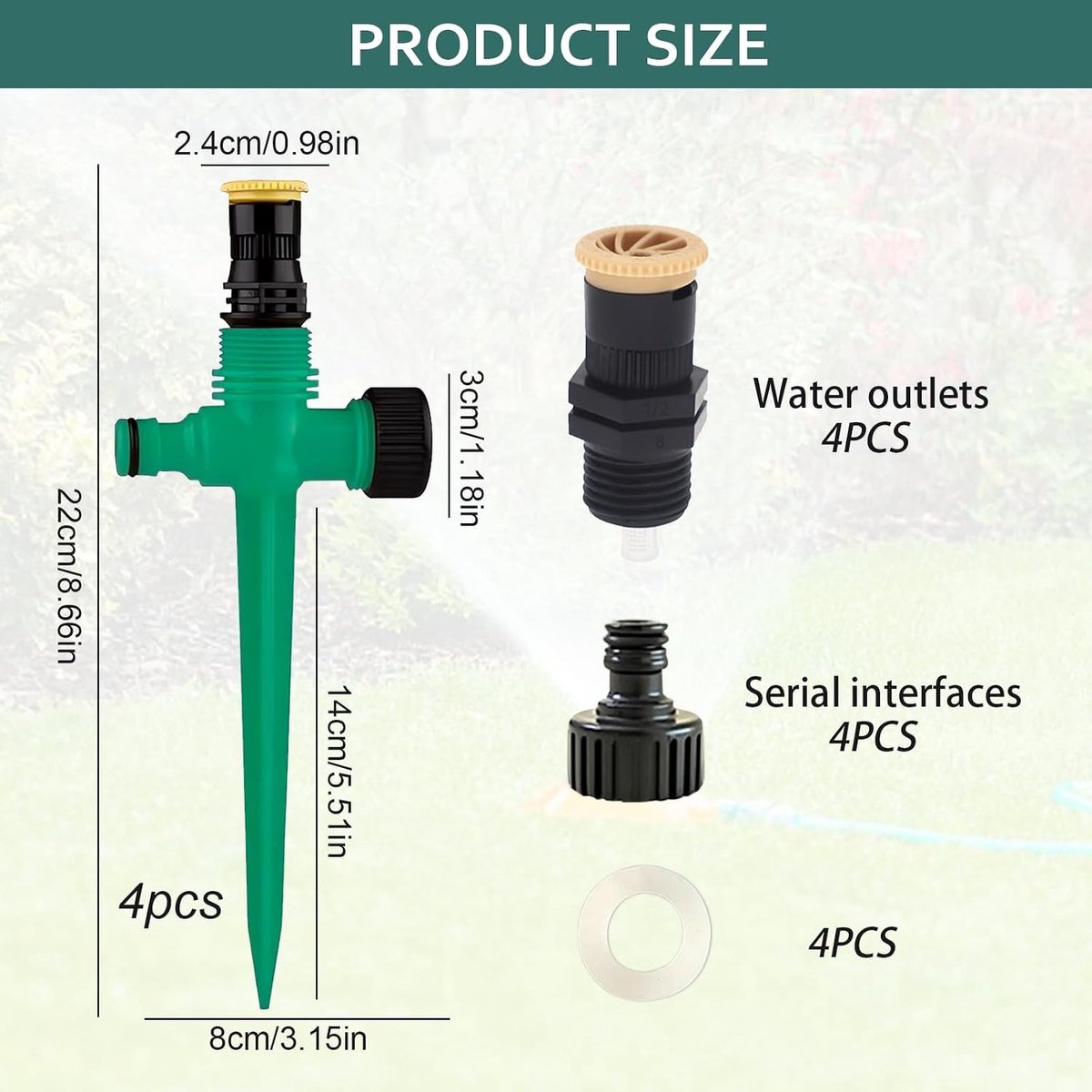 Gazonsproeiers - Groen - 22 x 8 cm - Automatisch Instelbaar Irrigatiesysteem - Voor Tuin en Gazon
